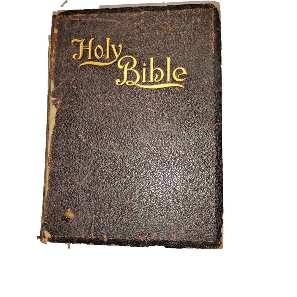 Antique New Illuminated Holy Bible 1897 Frank E. Wright RARE Wear Hileman/Kline